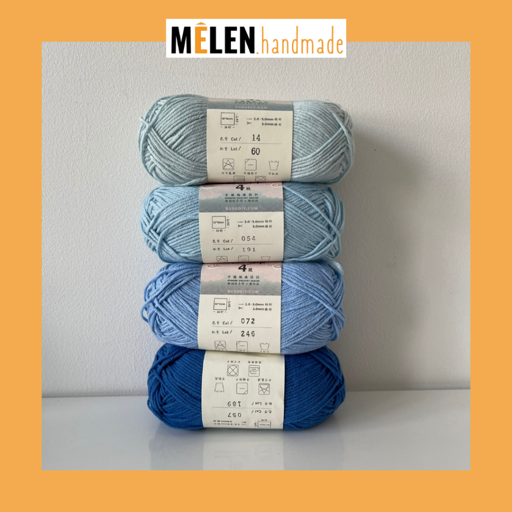 [XANH DƯƠNG] Combo len Susan 4 - màu xanh dương - Len Susan Family 4 50gr