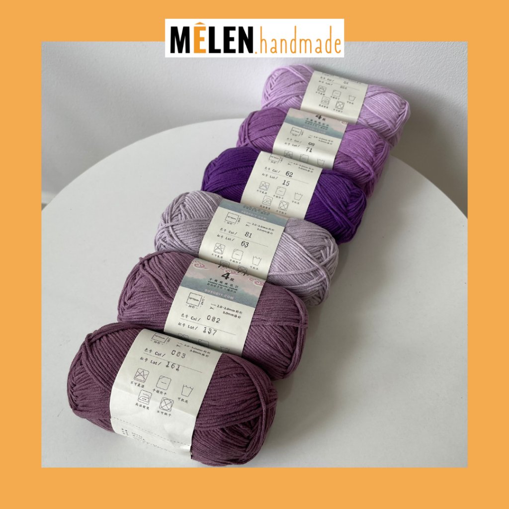 [TÍM] Combo len Susan 4 - màu tím - Len Susan family 4 50gr