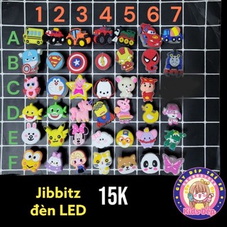 Jibbitz sticker icon charm lò xo, đèn LED, combo 4 cái 2D cho dép sục cá sấu đục lỗ