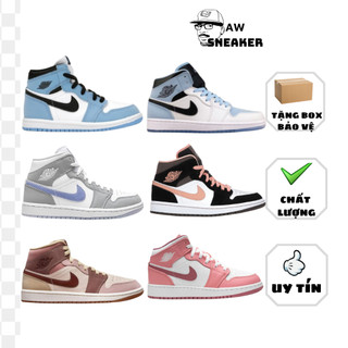 Giày thể thao JOR.DAN mid hot hành cho nam nữ, Giày sneaker JD Mid hồng đen-hồng đen-xám xanh hàng S.Cấp full pk