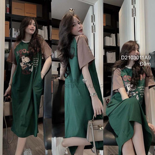 Váy suông đầm suông in hình chú chó MELODY