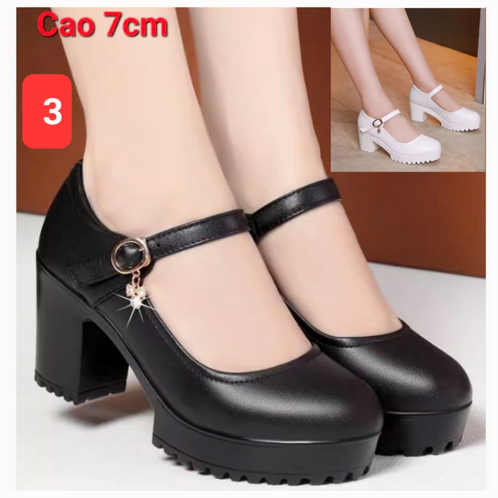 Giày da mềm đế cao răng cưa chống thấm nước và trơn trượt 7cm