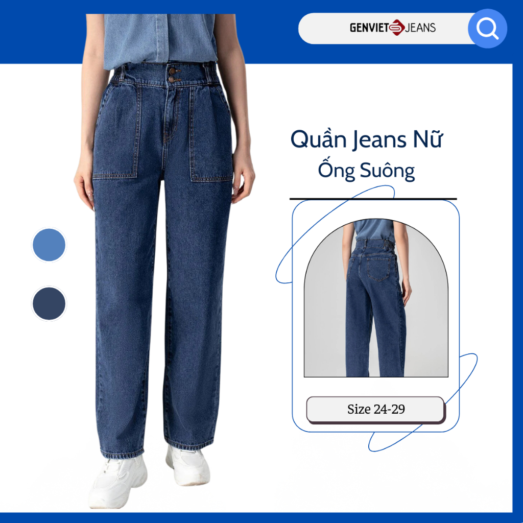 Quần Dài Nữ GENVIET Jeans Suông XQ124J8340