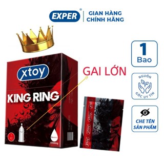 Bao cao su gai XTOY KING RING hộp 1 cái, bcs có gai nhiều gel bôi trơn, hương dâu kéo dài quan hệ