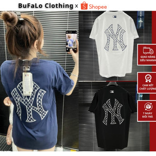 Áo phông nam m.l.b thêu hình siêu đẹp - áo thun nam nữ thêu hình chữ ny cao cấp bufalo clothing
