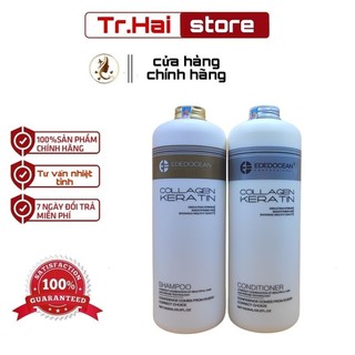 Cặp dầu gội xả edocean collagen keratin plus 1000ml *2 mẫu mới