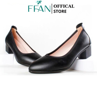 Giày tiếp viên hàng không nữ [da thật] mũi nhọn, da mềm mại công sở cao gót đế vuông bít mũi big size FFAN STORE