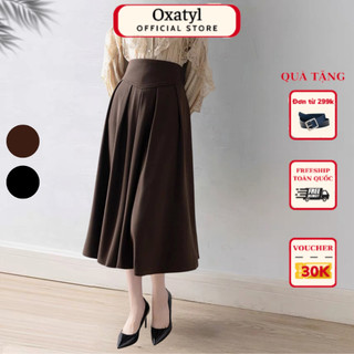 Chân váy dài xếp lý dáng xòe cao cấp hãng Oxatyl thời trang công sở mới mã V100