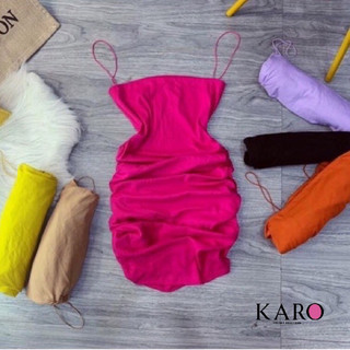 Đầm 2 dây nhúng sườn có nhiều màu - CAROTSHOP