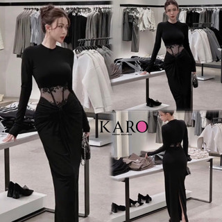 Đầm thiết kế tay dài ren lưới bụng K4520 - CAROTSHOP