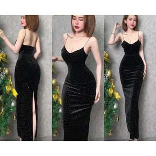 ĐẦM BODY NHUNG 2 DÂY KIM TUYẾN