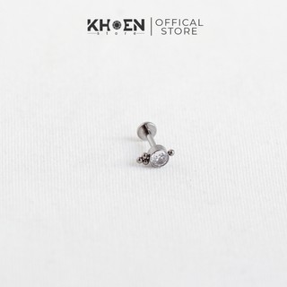 Khuyên tai hạt đá 4 bi - titanium g23 - khoen store