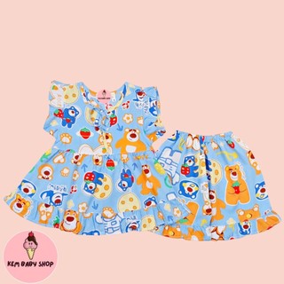 Bộ tole/lanh đùi bé gái, bộ tole ngắn bé gái kem baby shop