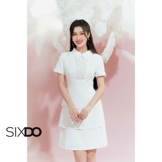 Đầm trắng dệt thoi xếp tầng SIXDO