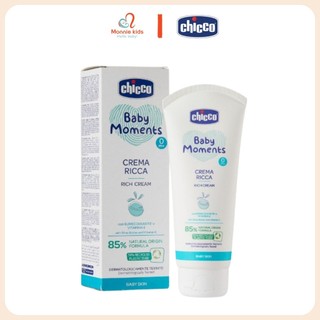 Kem dưỡng ẩm omega & vitamin e chicco 100ml, kem cấp ẩm thiên nhiên cho bé 0m+ - monnie kids