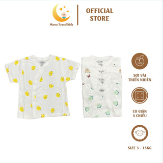 Combo 5 áo cộc sơ sinh , trắng họa tiết , chất thun lạnh họa tiết thay đổi theo đợt