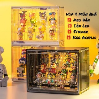 Tủ, Kệ 4 Tầng Mica Trong Suốt 34*23*31cm Bảo Quản Mô Hình Popmart Cửa Nam Châm (Tặng Sticker Trang Trí)