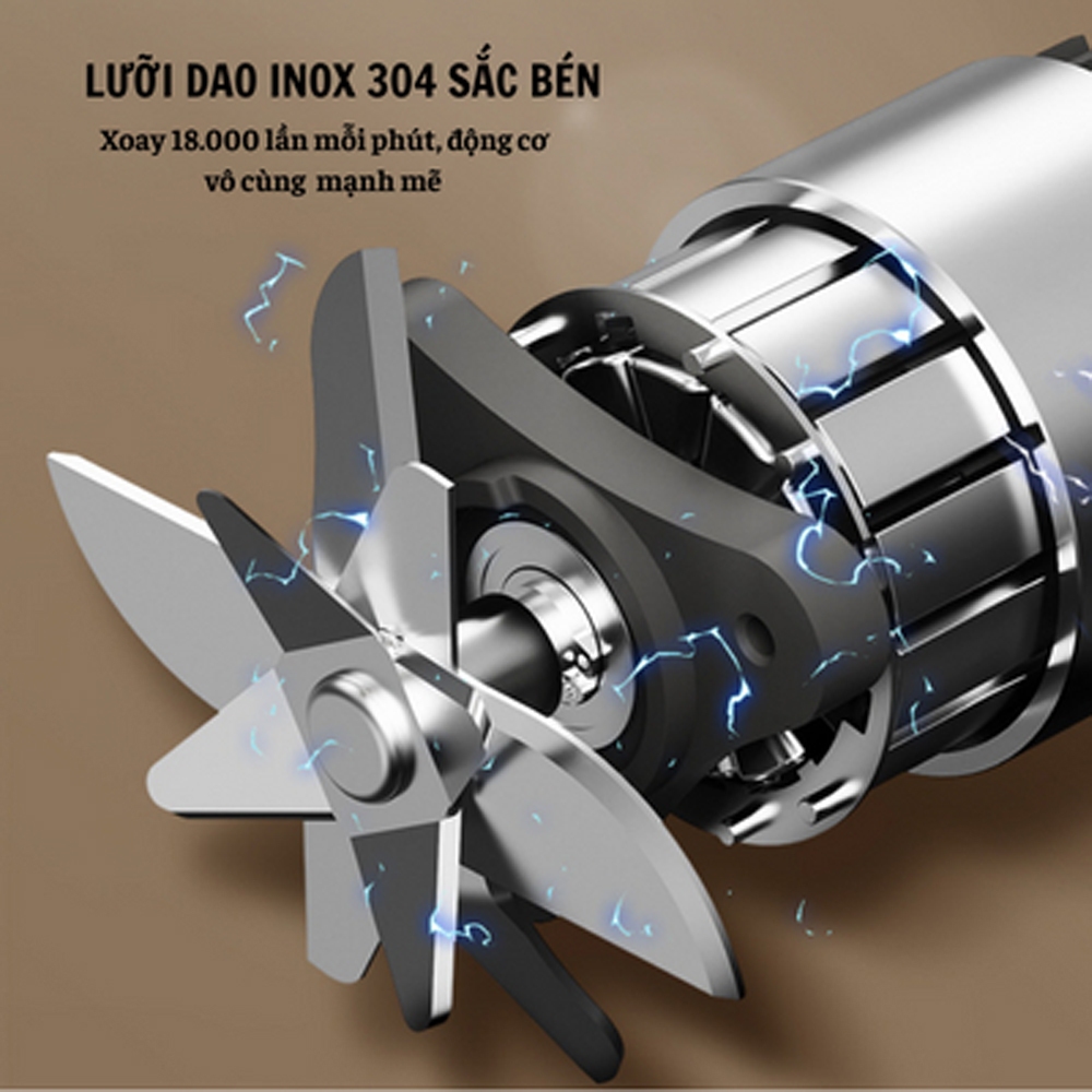 Máy Xay Sinh Tố Mini CEOOL 10 Lưỡi, Máy Xay Cầm Tay Đa Năng 340ml, Xay Được Đá Bảo Hành 12 Tháng