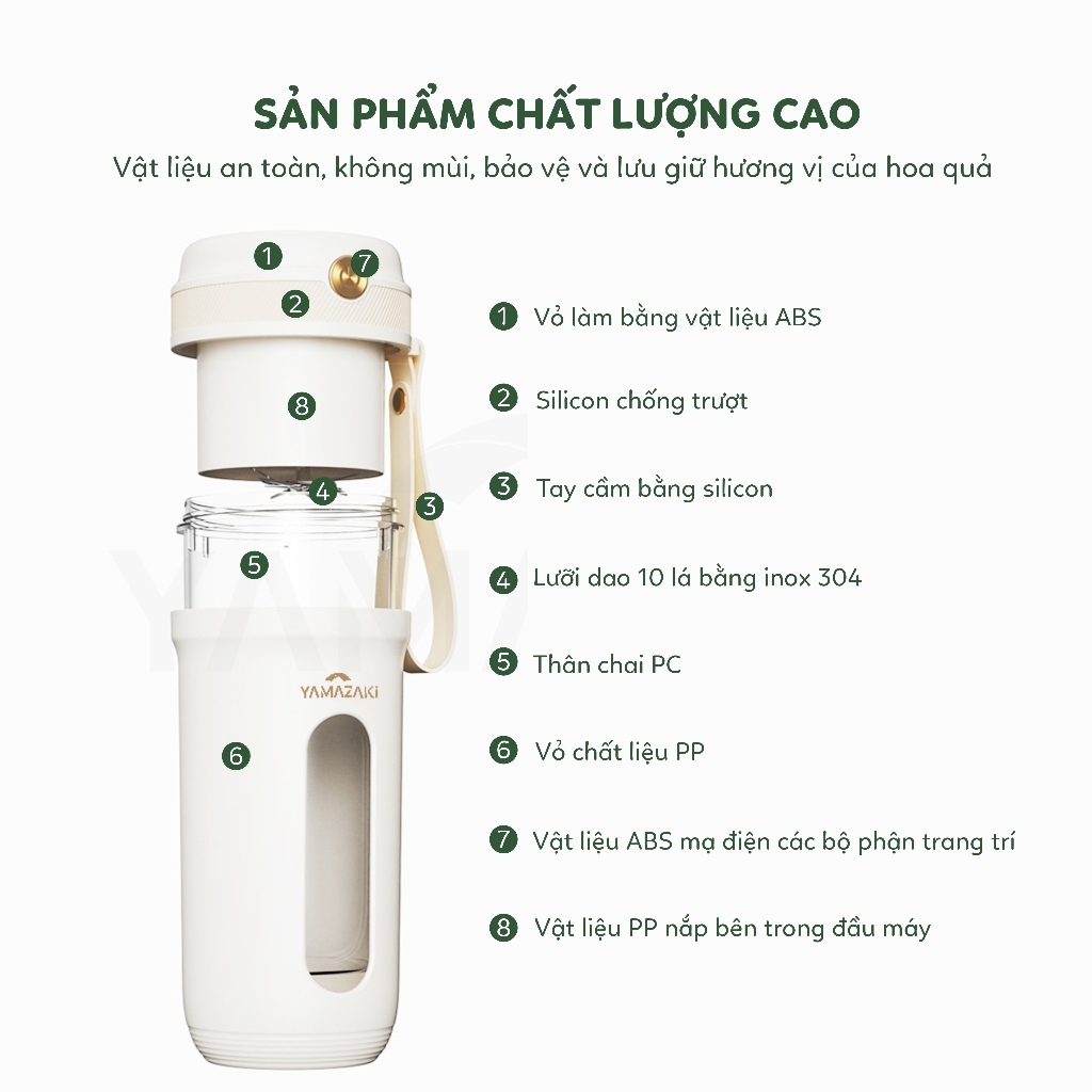 Máy Xay Sinh Tố Mini CEOOL 10 Lưỡi, Máy Xay Cầm Tay Đa Năng 340ml, Xay Được Đá Bảo Hành 12 Tháng