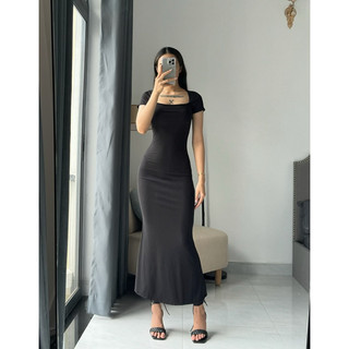 Đầm ôm body đuôi cá tay ngắn cổ vuông cá tính Lolystore