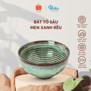 Bát Tô Sâu 17x9.5 xanh men rêu - Bát Tô Men thỏ ngọc - Gốm Sứ Cao cấp Bát Tràng