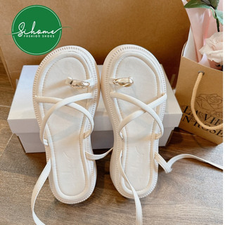 (Quai da si sáp mềm mịn-Chân gầy lùi size)Sandal nữ 4PH đế su êm chân xỏ ngón đính khuy-Dép quai hậu khóa cài