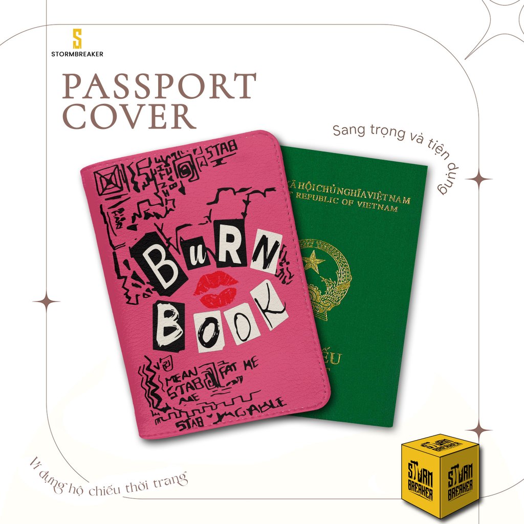 Bao Da Hộ Chiếu - Ví Đựng Passport Du Lịch ( in tên cá nhân ) Burn Kiss Book - Aesthetic Symbols - THPP008 STORMBREAKER