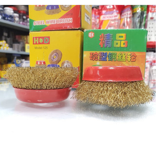 Chén cước vàng, bánh cước thau tròn, dùng cho máy mài đánh rỉ, chà sắt Ø 100mm (1 cái)
