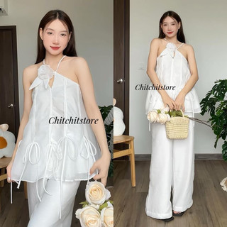 Set áo yếm + quần suông trắng - Chitchitstore