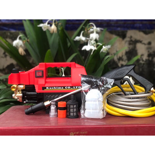 Máy rửa xe mini cao áp KUSHAMI công suất 3500w tặng kèm bình tạo bọt tuyết và khớp nối dài - Máy xịt rửa cao cấp