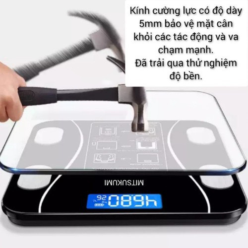 Cân Điện Tử Thông Minh Có Sạc USB Kết Nối Bluetooth Phân Tích Chỉ Số Cơ Thể