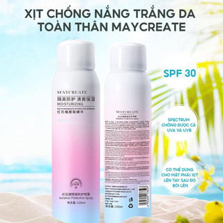 Xịt chống nắng hot tictok _trắng da Maycreat lên tone cho da mặt body