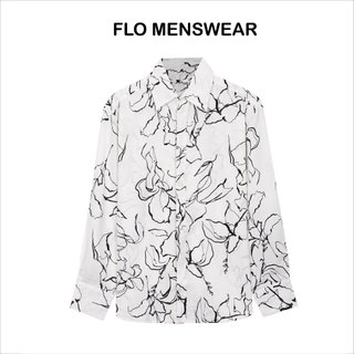 Áo sơ mi nam tay dài họa tiết Vintage FLO chất lụa cao cấp