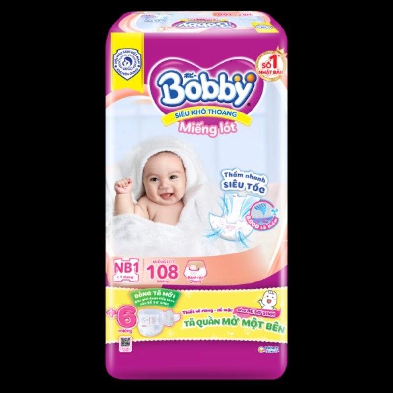 MIẾNG LÓT BOBBY NEWBORN 1 108 MIẾNG