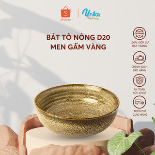 Bát Tô Nông 20x 8cm Men Gấm Vàng - Tô Nông D20 Men Gấm Vàng