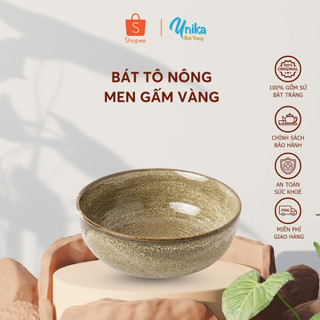Bát Tô Nông 17x8cm men gấm vàng - Bát Tô Nông Men Gấm Vàng Cao Cấp