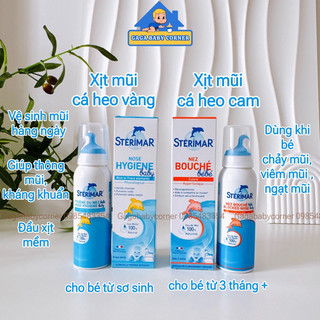 Xịt mũi cá heo sterimar vàng, cam 100ml chăm sóc mũi cho bé - xịt muối biển cá heo sterimar pháp