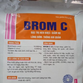 Brom.C 1kg giảm ho - long đờm - thông khí quản trên gà, vịt, ngan, cút, lợn, trâu, bò