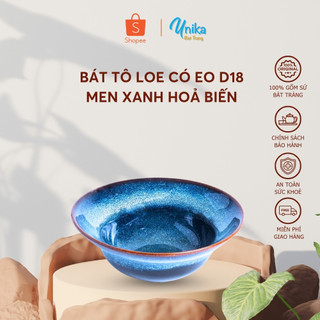 Bát Tô Miệng Loe D18 Men Xanh Hoả Biến - Gốm Sứ Cao Cấp Bát Tràng
