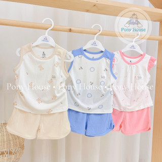 Bộ ba lỗ moon chất petit mềm mát cho bé trai bé gái mùa hè size 6-9m đến 24-36m