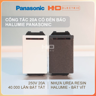 Công tắc 20A có đèn báo Panasonic Halumie dùng Bình Nóng Lạnh Điều Hòa màu trắng xám vàng ánh kim