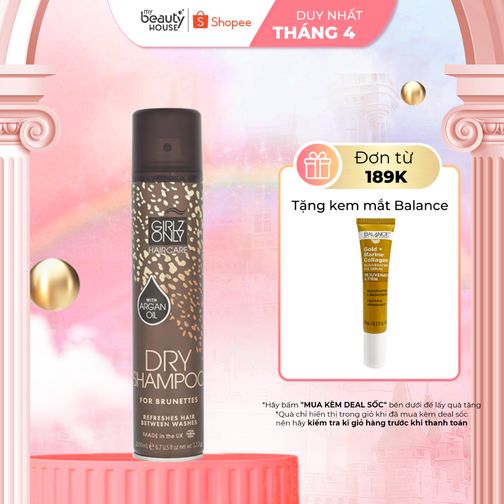 Dầu Gội Khô Girlz Only Dry Shampoo For Brunette Nâu Hỗ Trợ Làm Phồng Tóc 200ml
