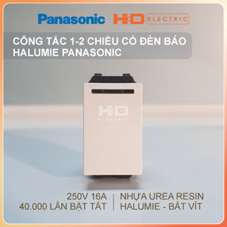 Công tắc 1 2 Chiều có đèn báo khi OFF Panasonic Halumie màu trắng xám vàng ánh kim