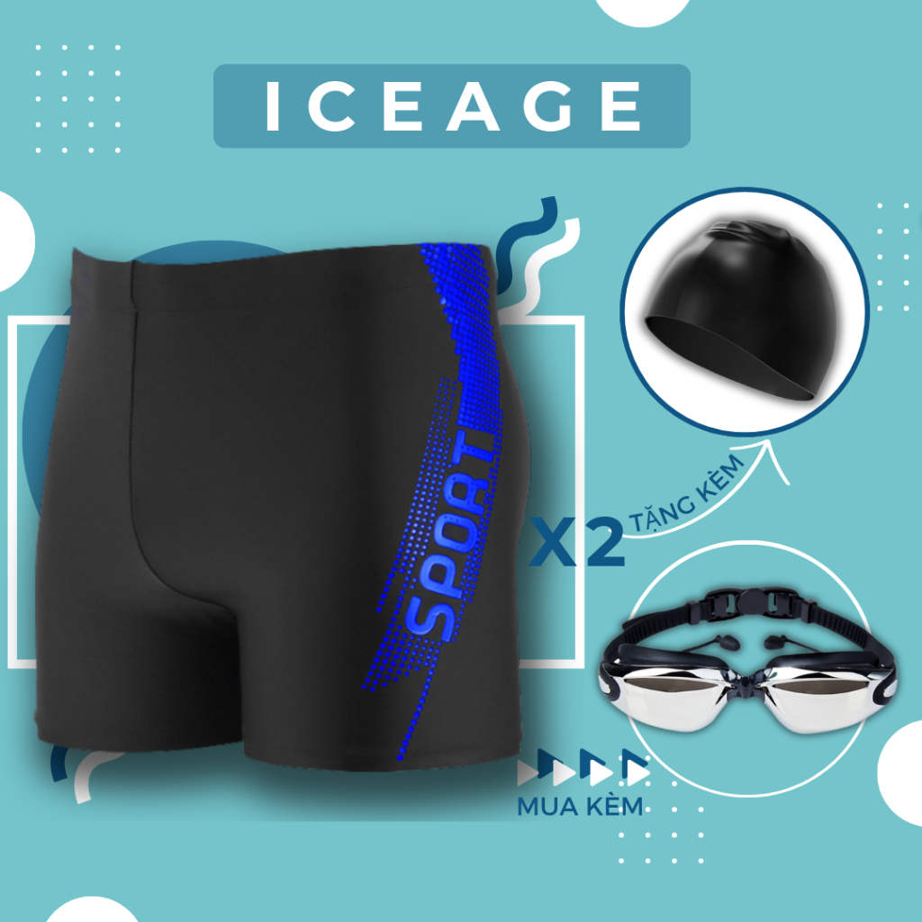 Quần bơi nam short vải dày co giãn 4 chiều thoải mái hoạt động tặng mũ bơi | BigBuy360 - bigbuy360.vn