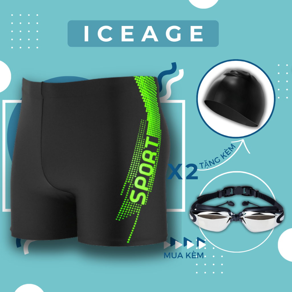 Quần bơi nam short vải dày co giãn 4 chiều thoải mái hoạt động tặng mũ bơi | BigBuy360 - bigbuy360.vn