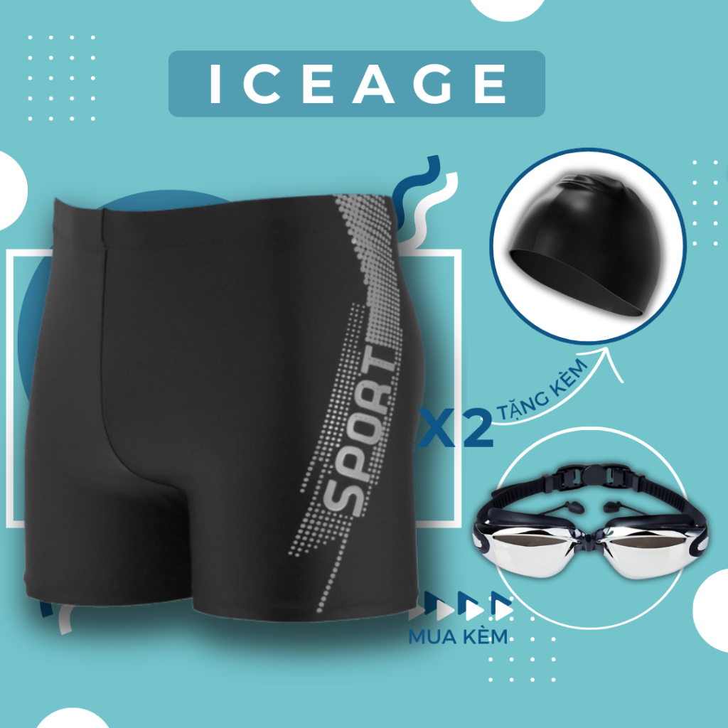 Quần bơi nam short vải dày co giãn 4 chiều thoải mái hoạt động tặng mũ bơi