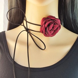 Vòng Cổ Choker Hoa Trà Chất Liệu Lụa Cột Dây Phụ Kiện Thời Trang Dành Cho Nữ Hot Girl
