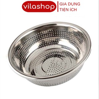 Chậu thủng to inox vilahome, mắt lưới thủng mau song song rửa rau củ quả, đựng đồ chiên rán