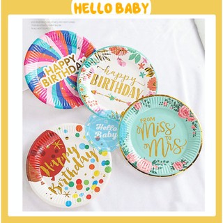 Set 10 đĩa giấy trang trí tiệc sang trọng - trang trí bàn tiệc - trang trí sinh nhật (18cm)