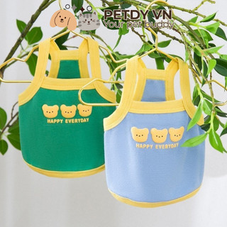 Áo thun cotton ba lỗ mùa hè cho thú cưng họa tiết ba chú gấu dễ thương, thoáng mát